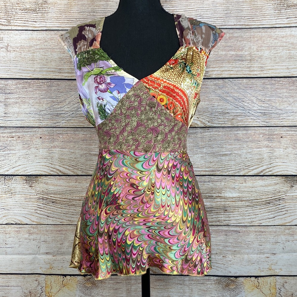 Patchwork Silk Boston Proper Blouse